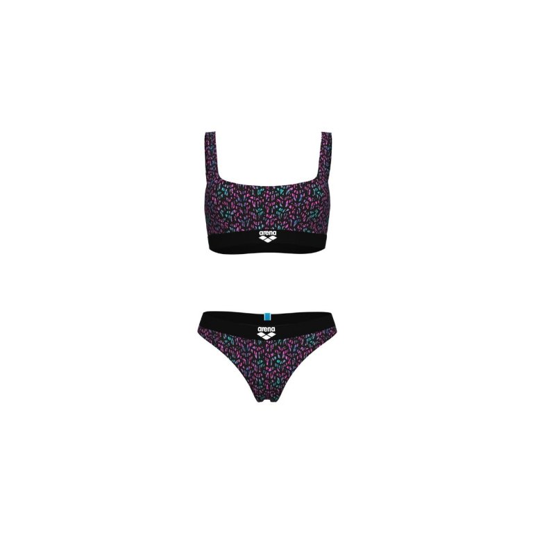 Plavky Arena Monogram Elastic Bikini Brallette W - černá/fialová/modrá