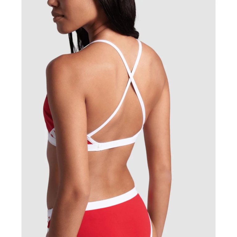 Plavky Arena Icons Bikini Cross Back Solid W - červená/bílá