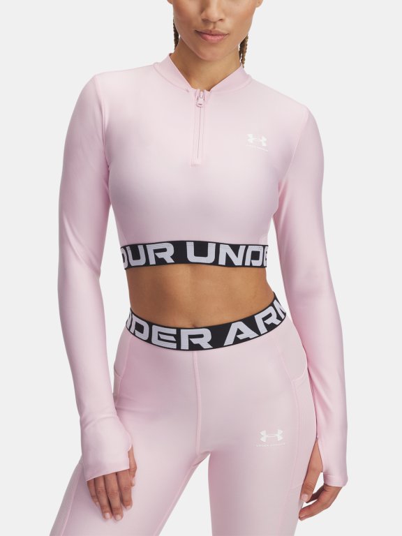 Футболка Under Armour Heatgear Rib 1/4 Zip LS Wmn Pink