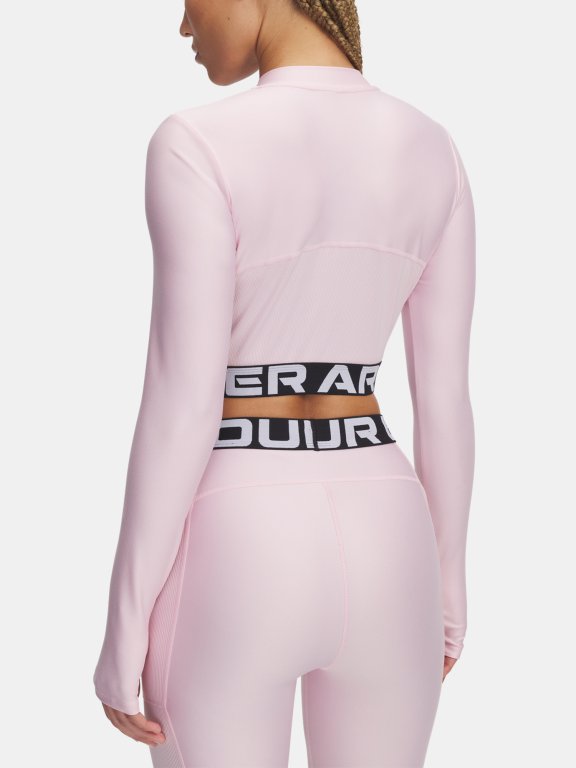 Футболка Under Armour Heatgear Rib 1/4 Zip LS Wmn Pink