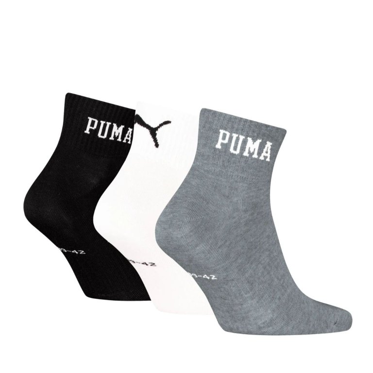 Шкарпетки Puma Logo Quarter 3 Pack - сіро/біло/чорні