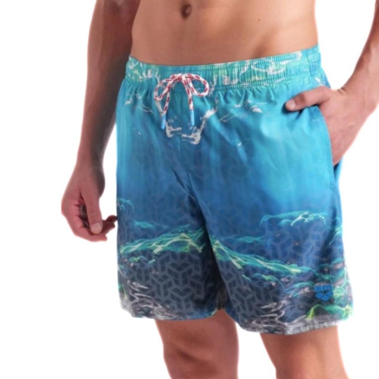 Plavky Arena Water Prints Beach Boxer M - modrá