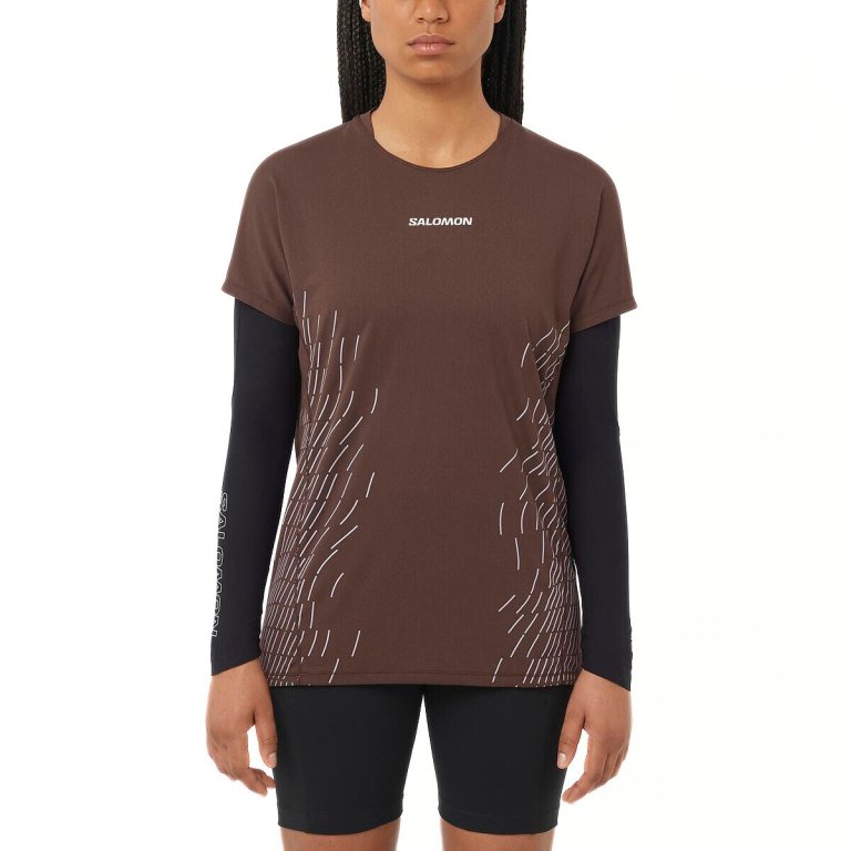 Футболка Salomon Sense Aero SS Tee GFX W - коричнева