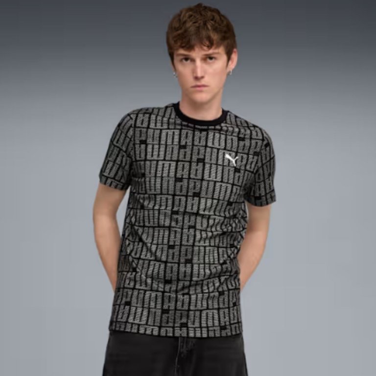 Футболка Puma Ess Logo Lab Aop Tee M - чорна