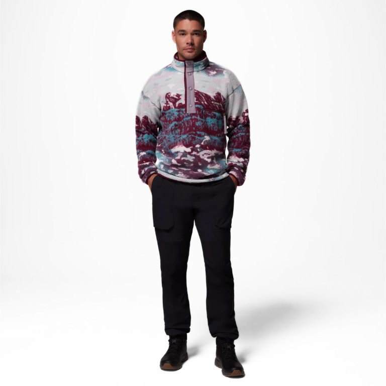 Mikina Columbia Helvetia™ II Printed Half Snap Fleece M - červená/modrá/sivá