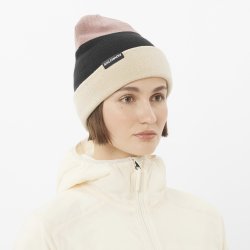 Шапка Salomon Flatspin Reversible Beanie - бежево/чорно/рожевв