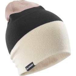 Шапка Salomon Flatspin Reversible Beanie - бежево/чорно/рожевв