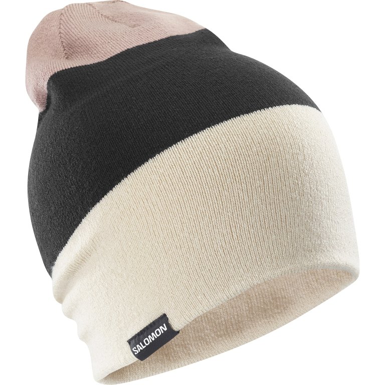 Шапка Salomon Flatspin Reversible Beanie - бежево/чорно/рожевв