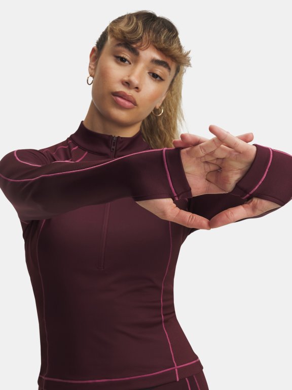 Лонгслів Under Armour ColdGear Textured 1/2 Zip Wmn Red