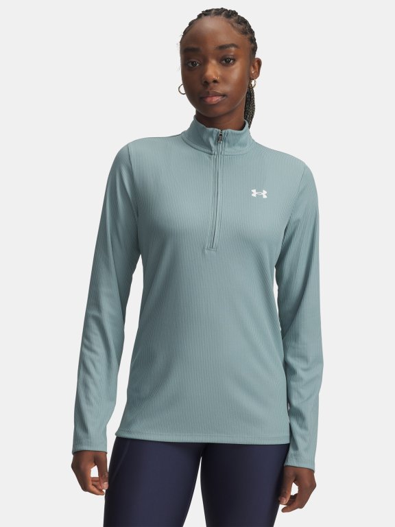 Футболка Under Armour Tech Rib 1/2 Zip Wmn gray green