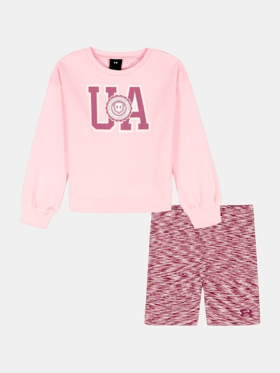 Костюм Under Armour Crewneck Bike Short Set Jr Pink