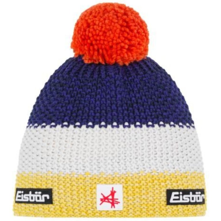 Čepice Eisbär Star Pompon MÜ SA J - modrá/žlutá/bílá