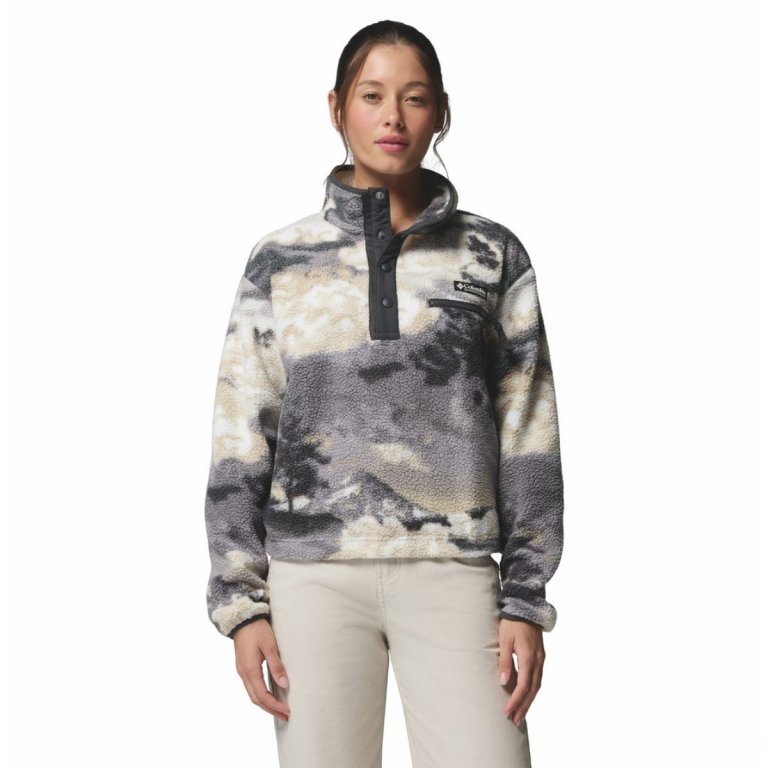 Mikina Columbia Helvetia™ II Printed Cropped Half Snap W - šedá/bílá