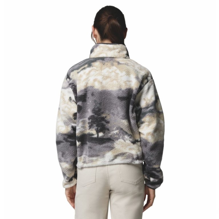 Mikina Columbia Helvetia™ II Printed Cropped Half Snap W - šedá/bílá