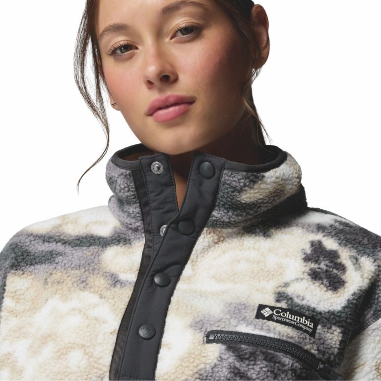 Mikina Columbia Helvetia™ II Printed Cropped Half Snap W - šedá/bílá