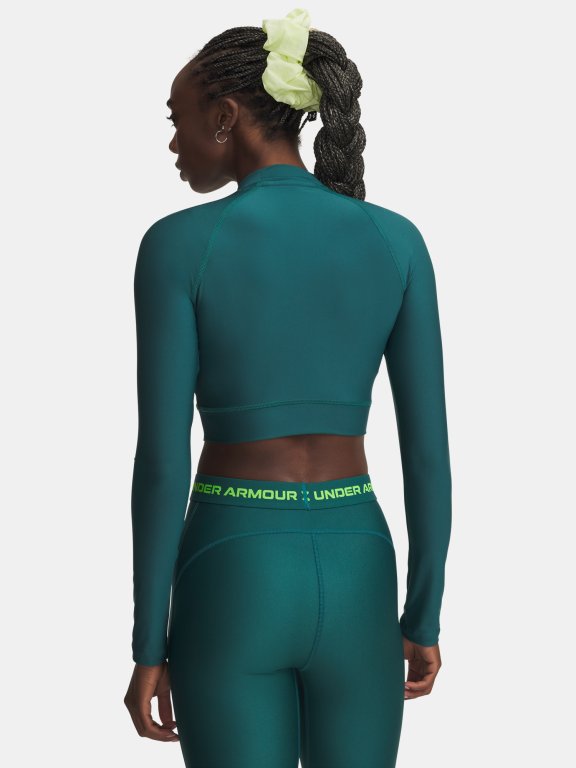 Футболка Under Armour HeatGear Crop Mock LS Wmn gray green
