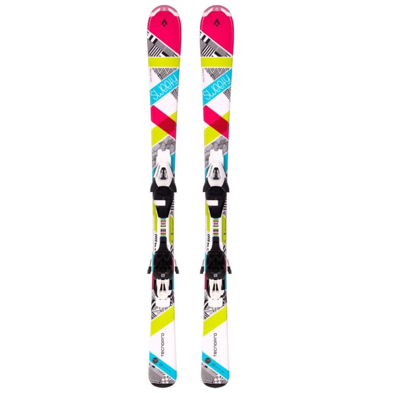 Lyže TecnoPro Sweety + TC45 J - bílá/modrá/červená