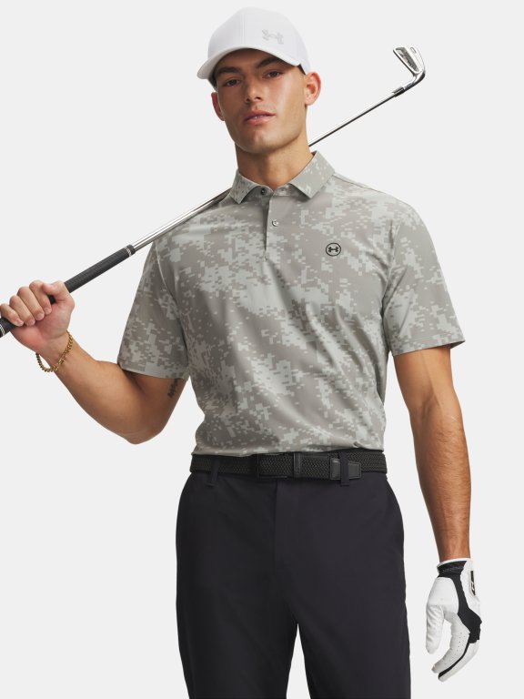 Футболка Under Armour Drive Chill Printed Polo Man green/grey