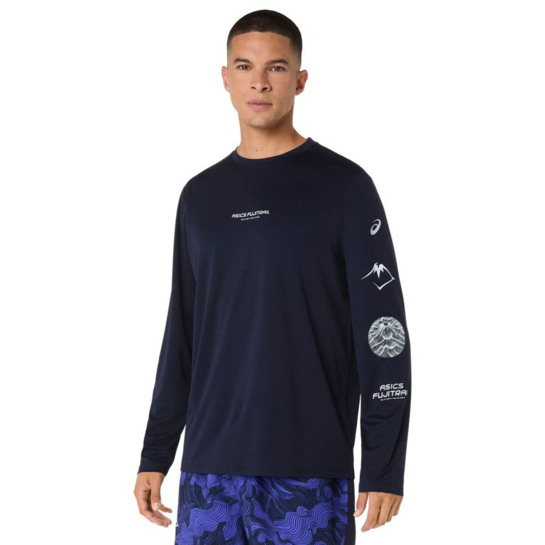Футболка Asics Fujitrail Logo LS Top M - синя