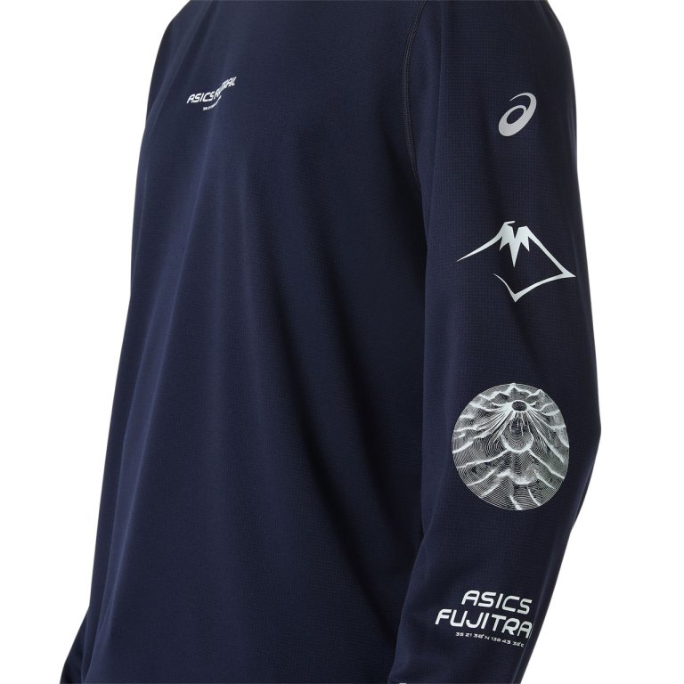 Футболка Asics Fujitrail Logo LS Top M - синя