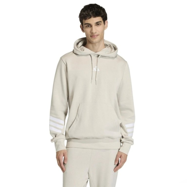 Світшот Adidas Fleece hooded sweatshirt 3-Stripe M - бежевий
