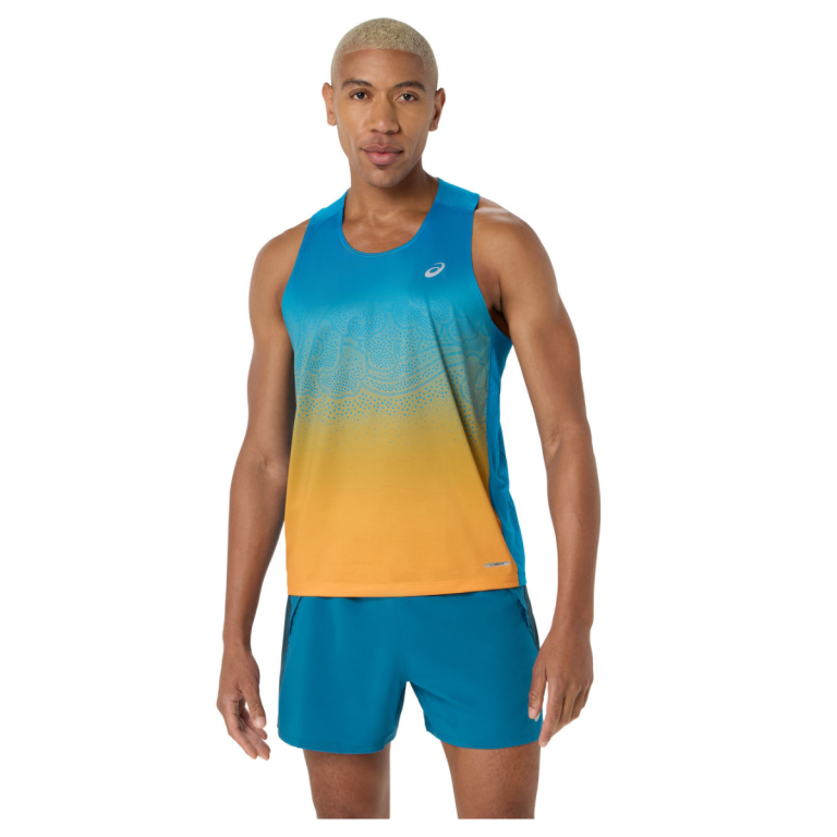 Майка Asics Road Fade Singlet M - синьо/помаранчева