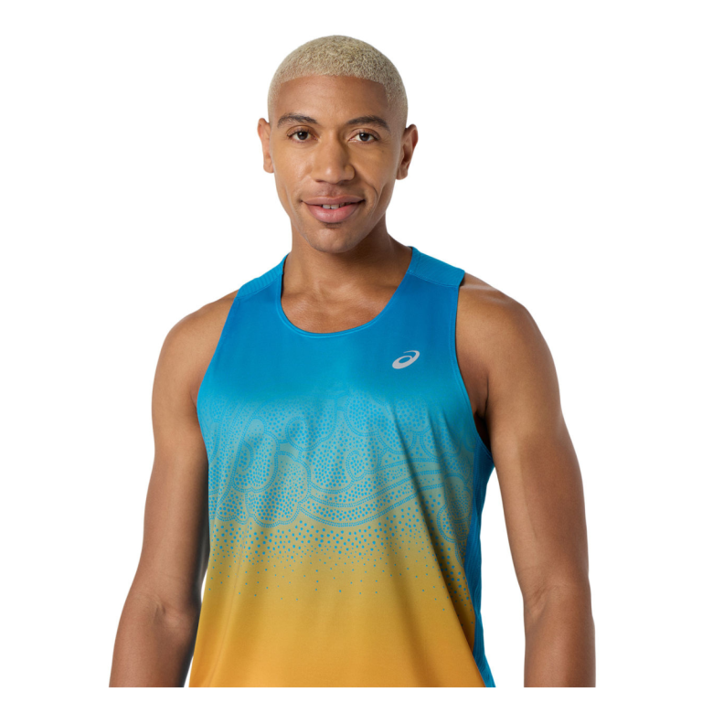 Майка Asics Road Fade Singlet M - синьо/помаранчева