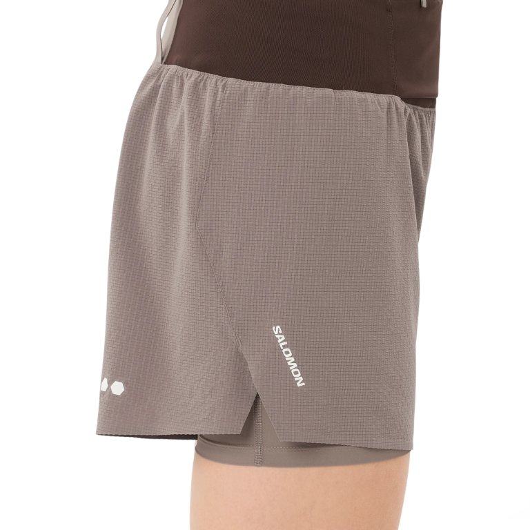 Шорти Salomon Sense Aero 2In1 Trail 4" Shorts W - коричневі