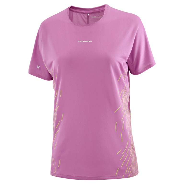 Футболка Salomon Sense Aero SS Tee GFX W - рожева/зелена