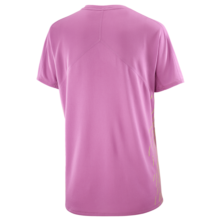 Футболка Salomon Sense Aero SS Tee GFX W - рожева/зелена
