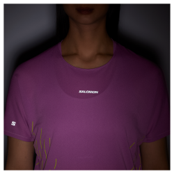 Футболка Salomon Sense Aero SS Tee GFX W - рожева/зелена
