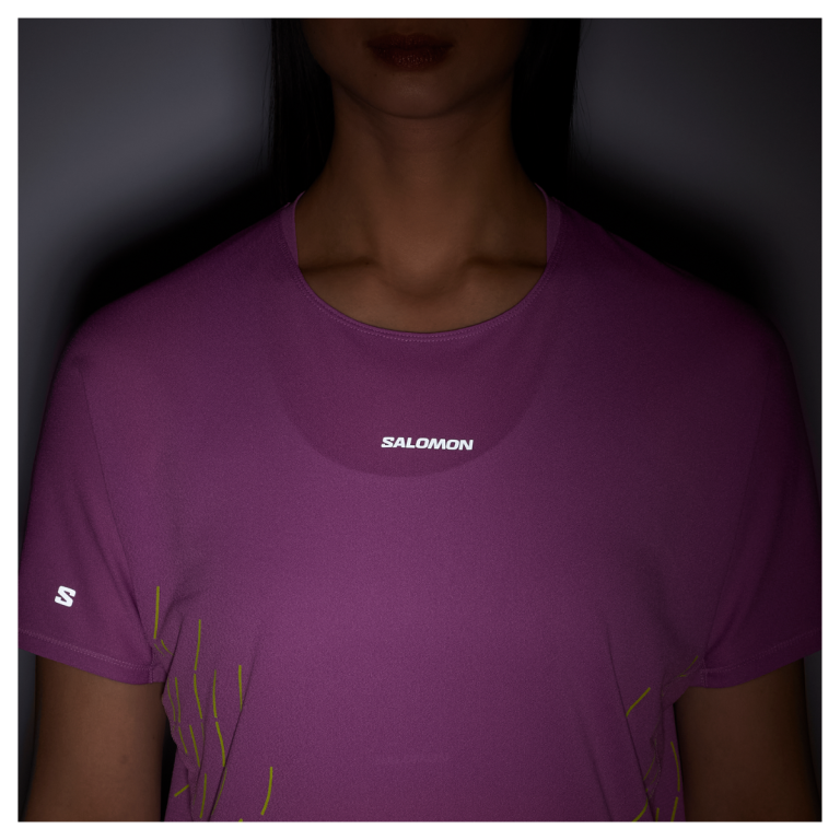 Футболка Salomon Sense Aero SS Tee GFX W - рожева/зелена