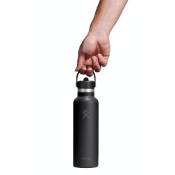 Термопляшка Hydro Flask 21 oz Standard Flex Straw Cap - чорна