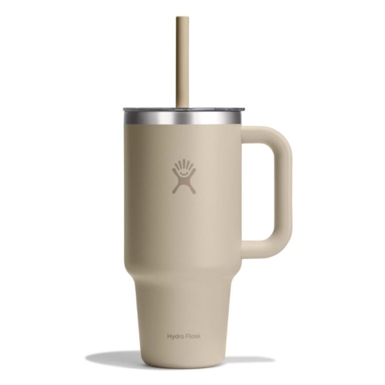 Пляшка Hydro Flask 32 унції (946 мл) з прозорою кришкою для подорожей з тумблером - бежева