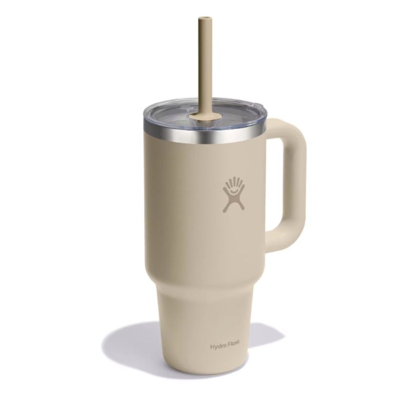 Пляшка Hydro Flask 32 унції (946 мл) з прозорою кришкою для подорожей з тумблером - бежева