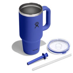 Пляшка Hydro Flask 32 унції (946 мл) з прозорою кришкою для подорожей з тумблером - синя