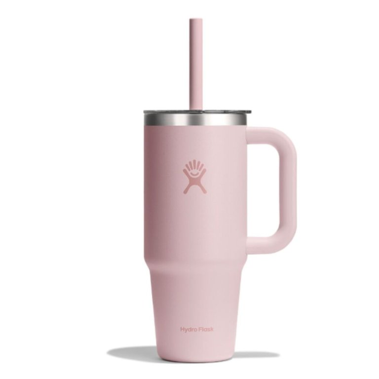 Пляшка Hydro Flask 24 унції (710 мл) з прозорою кришкою для подорожей з тумблером - рожева