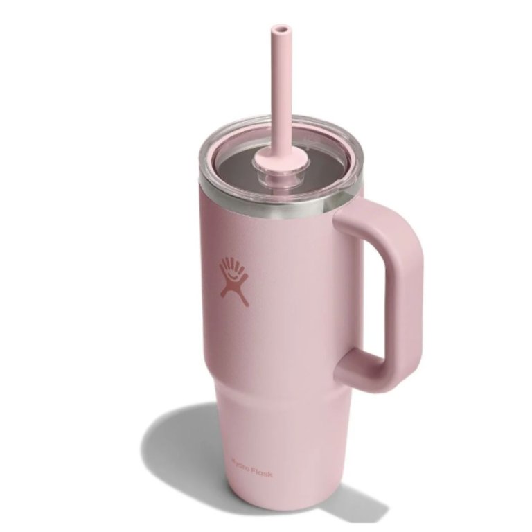 Пляшка Hydro Flask 24 унції (710 мл) з прозорою кришкою для подорожей з тумблером - рожева