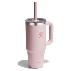 Пляшка Hydro Flask 24 унції (710 мл) з прозорою кришкою для подорожей з тумблером - рожева