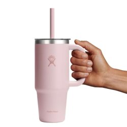Пляшка Hydro Flask 24 унції (710 мл) з прозорою кришкою для подорожей з тумблером - рожева