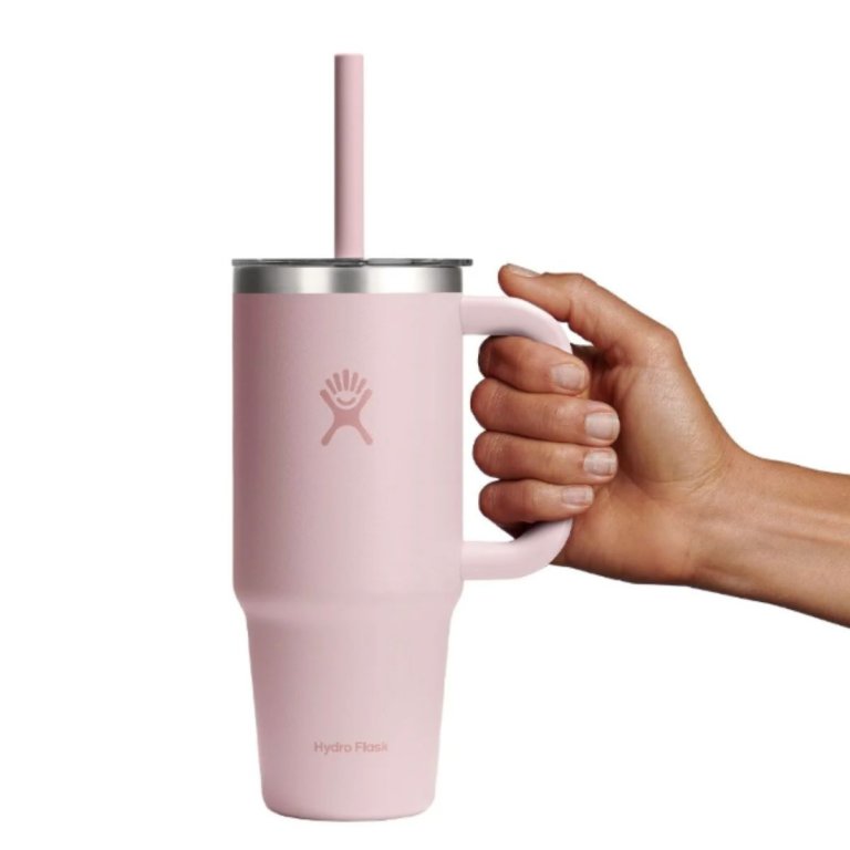 Пляшка Hydro Flask 24 унції (710 мл) з прозорою кришкою для подорожей з тумблером - рожева