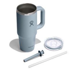 Пляшка Hydro Flask 24 унції (710 мл) з прозорою кришкою для подорожей з тумблером - сіра