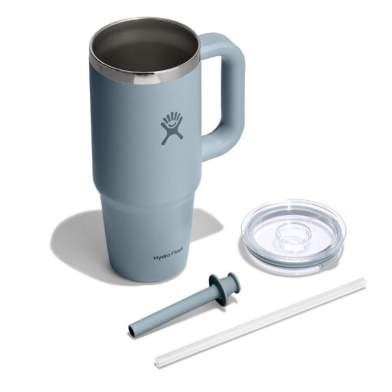 Пляшка Hydro Flask 24 унції (710 мл) з прозорою кришкою для подорожей з тумблером - сіра