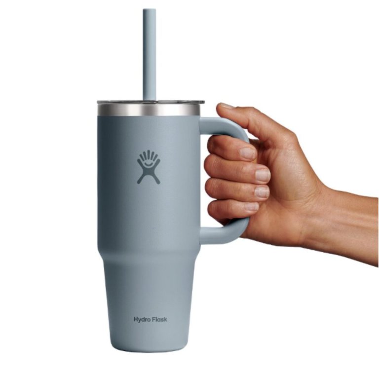 Пляшка Hydro Flask 24 унції (710 мл) з прозорою кришкою для подорожей з тумблером - сіра