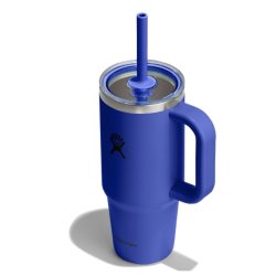 Пляшка Hydro Flask 24 унції (710 мл) з прозорою кришкою для подорожей з тумблером - синя