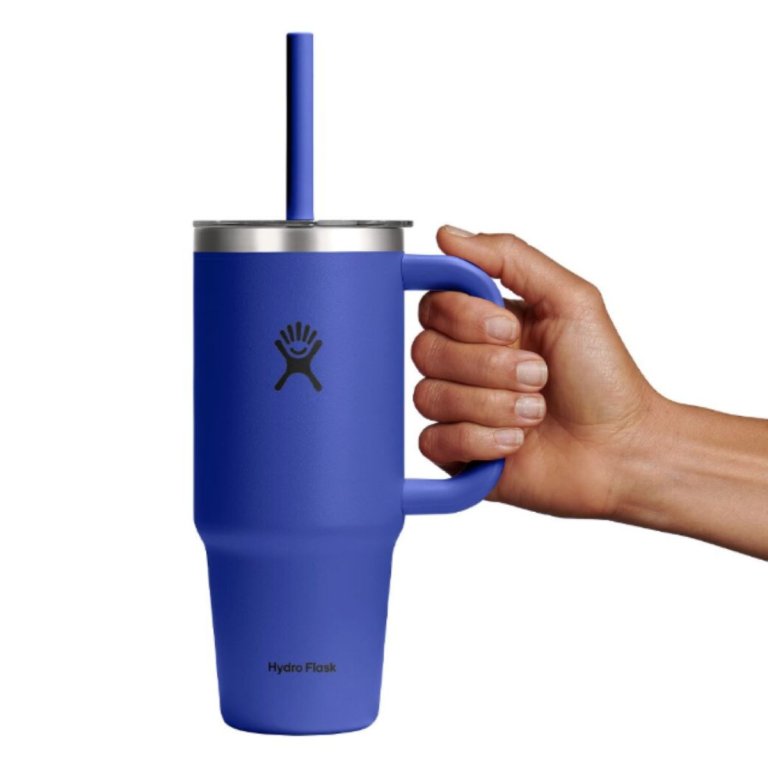 Пляшка Hydro Flask 24 унції (710 мл) з прозорою кришкою для подорожей з тумблером - синя