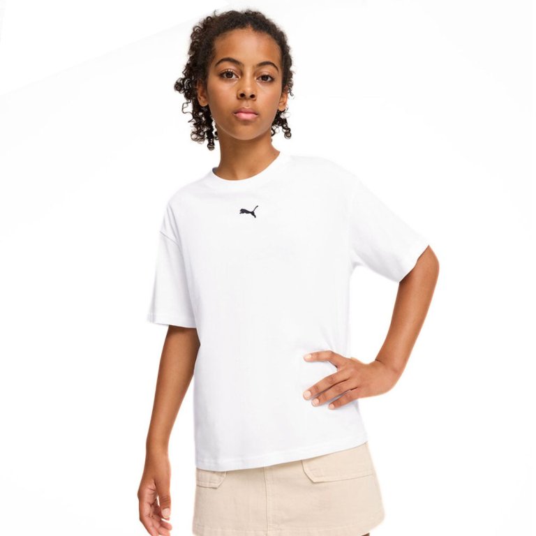 Футболка Puma ESS Centered Cat Logo Boxy Tee J - біла