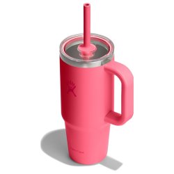 Пляшка Hydro Flask 24 унції (710 мл) з прозорою кришкою для подорожей з тумблером - рожева