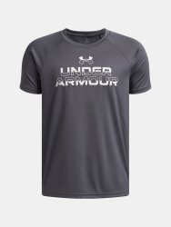 Футболка Under Armour Tech Split Wordmark SS Jr green/grey