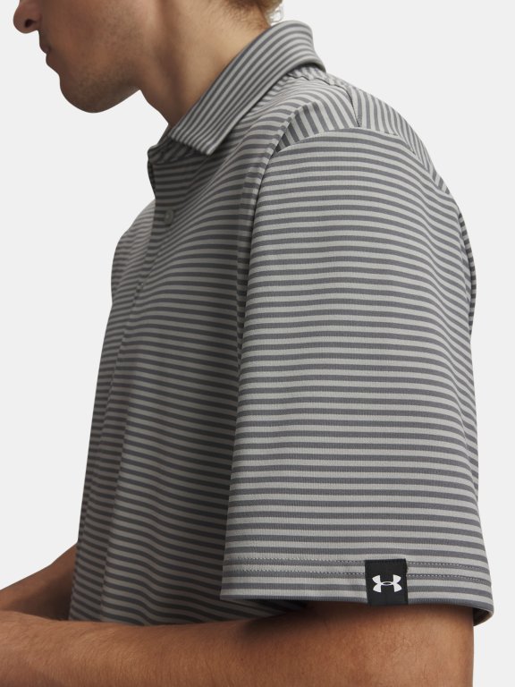Футболка Under Armour Plyoff 3.0 Stripe Polo LB Man green/grey